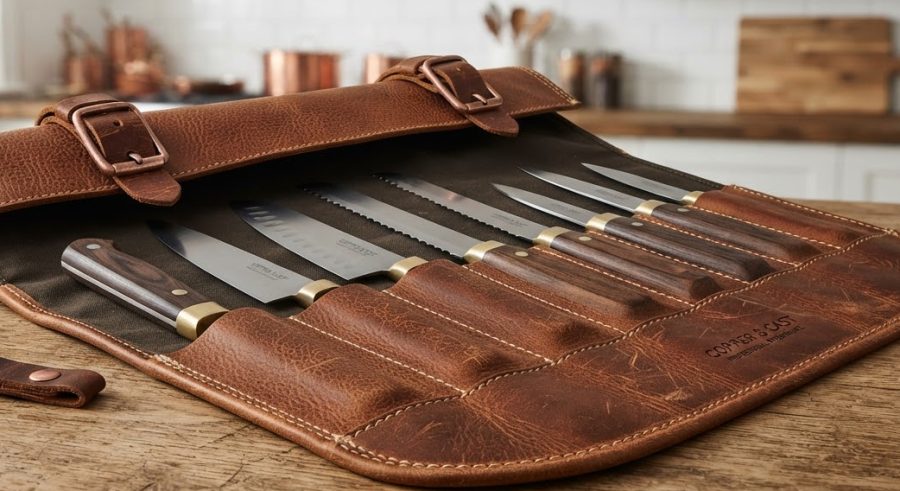 Canvas & Leather Knife Roll — alternate view